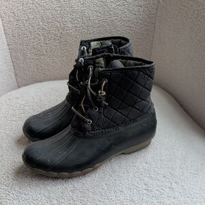 Quilted Black Sperry Duck Boots